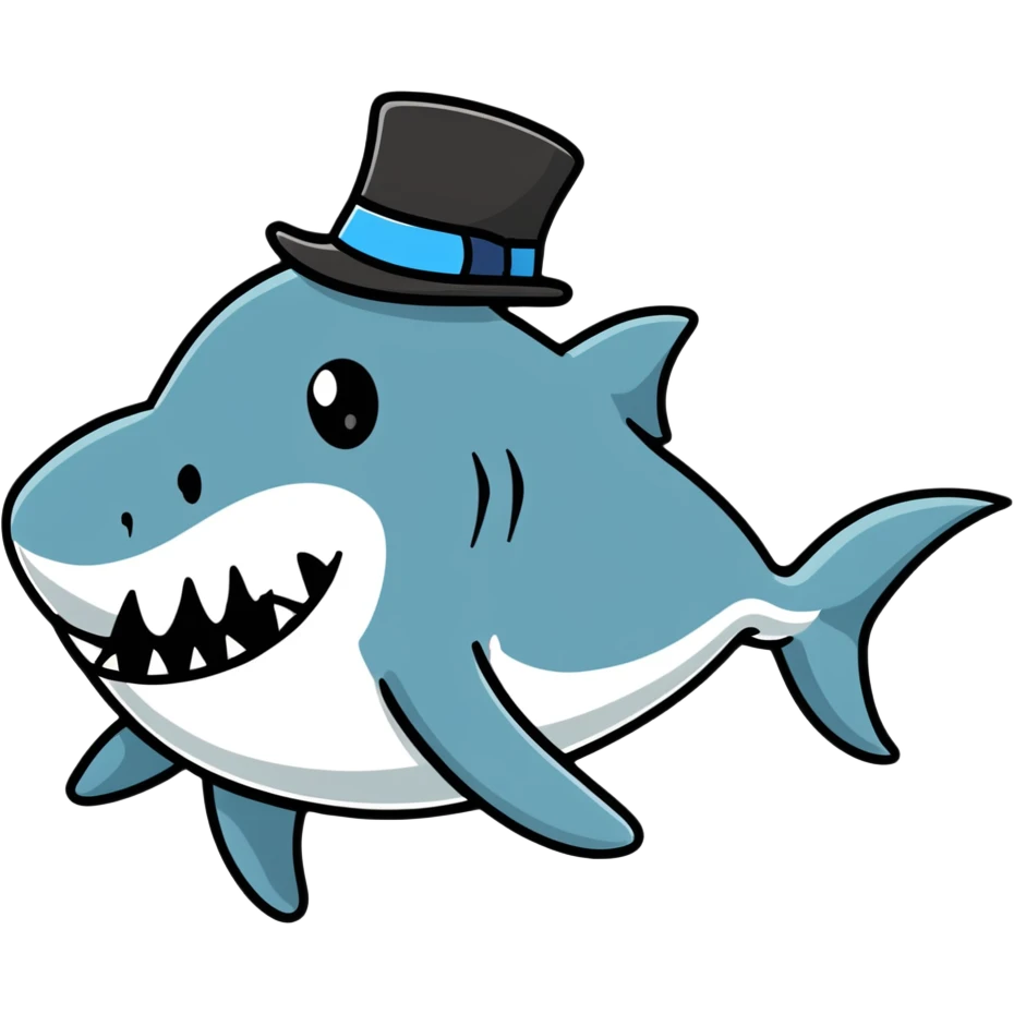 Shark with a top hat emoji