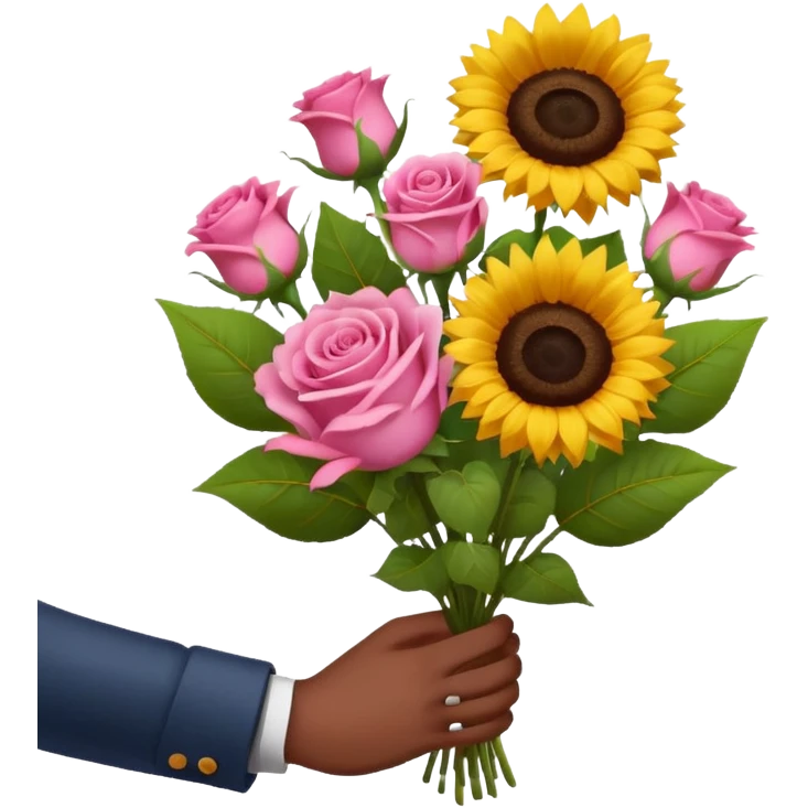 Black Male hand give a bogue of flowers emoji
