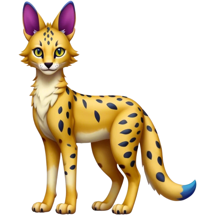 Epic Cute Colorful Dark Sergal-Serval-Vernid full body  emoji