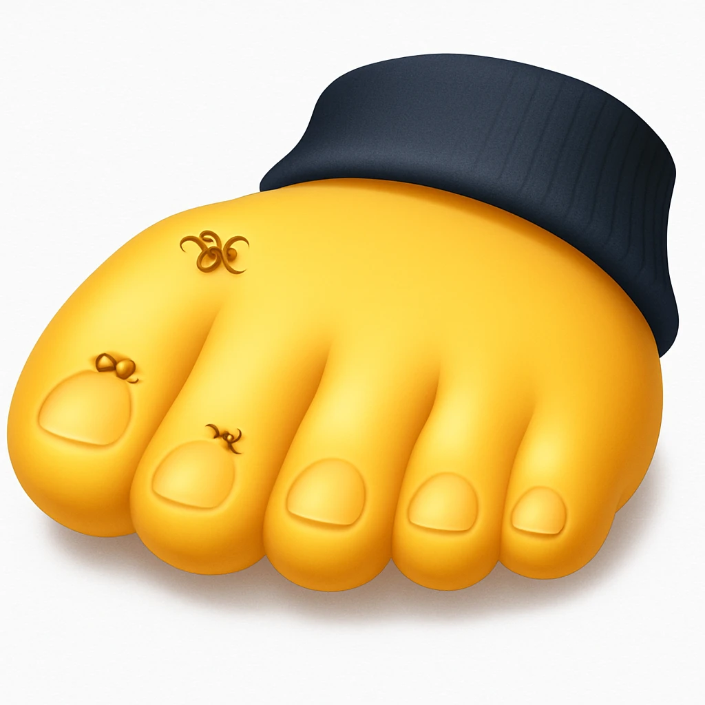 Make a foot emoji exactly like the reference image, in iOS emoji style. Same shape, color, and details, smooth and shiny. Add a soft shadow. emoji
