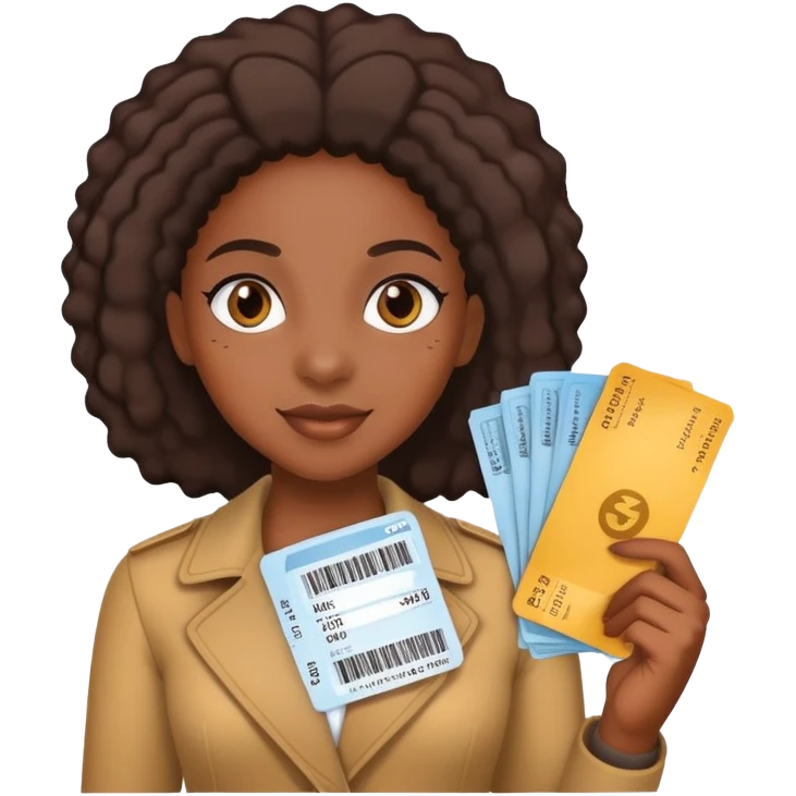  Black girl, holding tickets  emoji