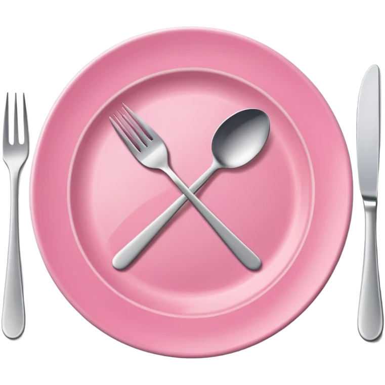 Pink plate, with fork and knife emoji