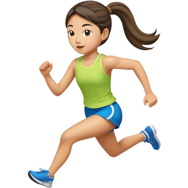 Asian girl with ponytail running emoji