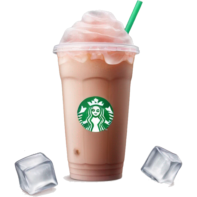 light pink starbucks ice coffee with ice cubes emoji