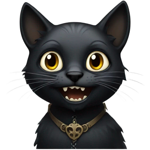 scared black medieval cat, gothic style emoji