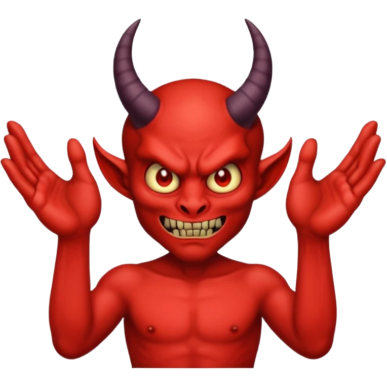A demon with 2 hands one hand has a 9 on top and the other hand has a 9 on top  emoji