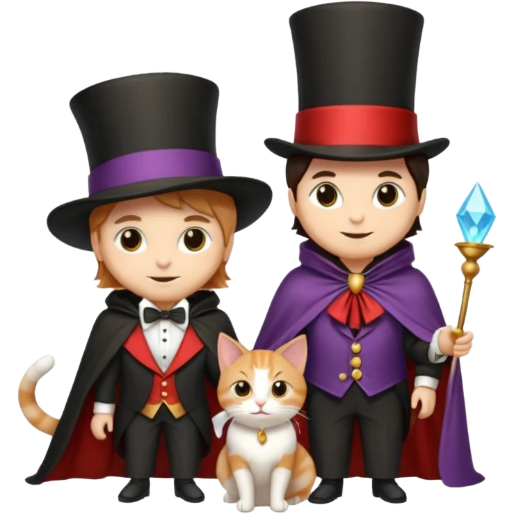magician couple and their pet cat emoji