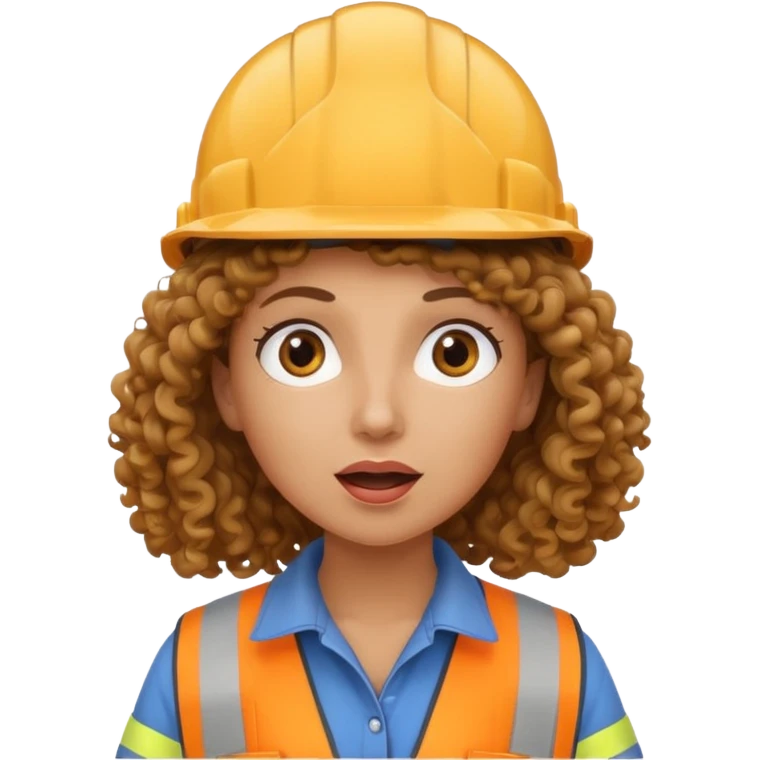 surprised construction worker curly haired woman  emoji
