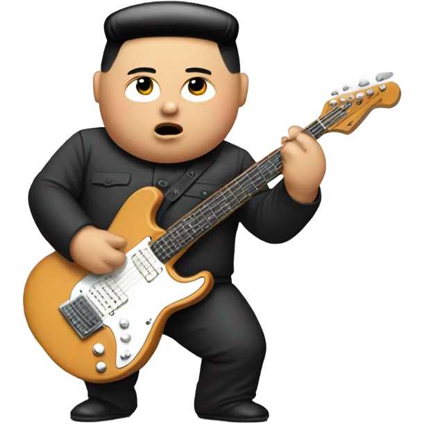 Kim Jong-un in a leotard playing a guitar emoji