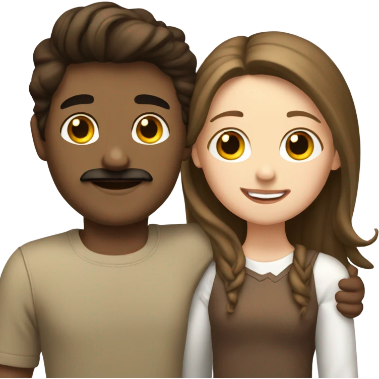 Why the brunette boy with mustache hugs white girl with brunette hair emoji