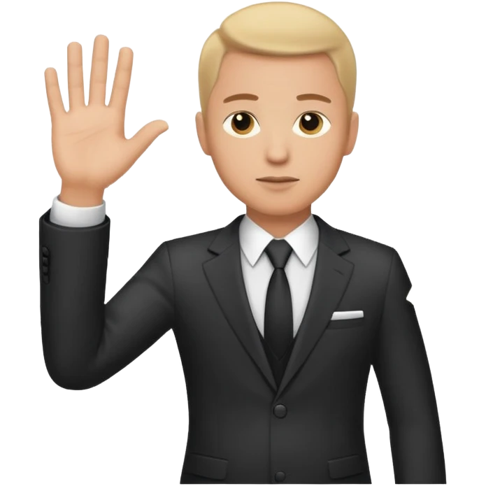 The businessman extends his hand to the side and give money emoji