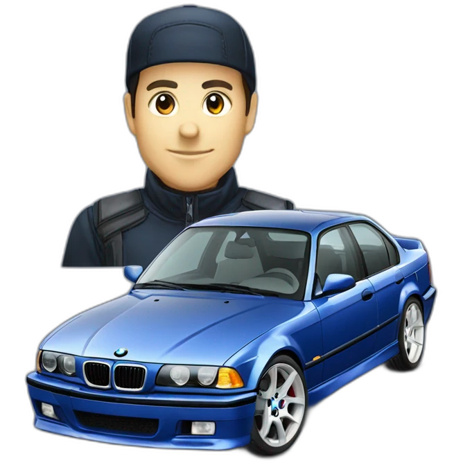 Bmw e36 dark blue sedan M emoji