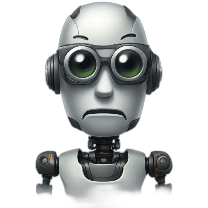 robot with sad face and glasses emoji