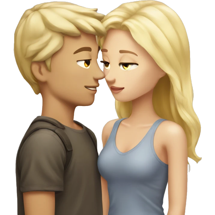 blonde girl ang blonde boy kiss emoji