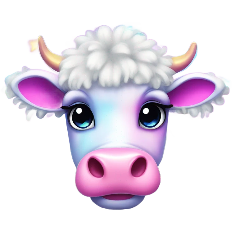 Lisa frank sparkly fluffy cow emoji
