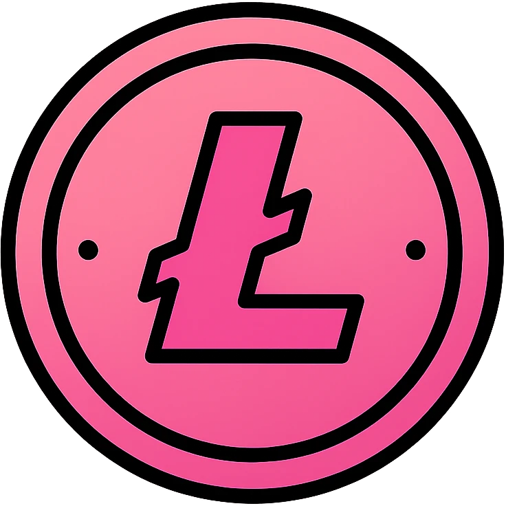 Litecoin coin icon, pink gradient, flat style emoji