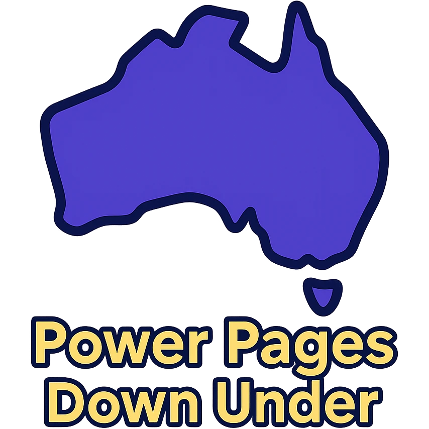clean modern icon of the map of Australia with no thick border, text 'Power Pages Down Under' below, designed for use on a purple background, main colors #403DAD and vibrant purple, accent #fff7ad, no Power Pages icon, no digital web overlay emoji