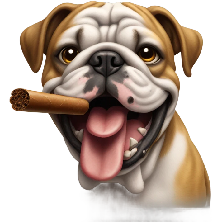 Brindle bulldog smoking large cigar emoji