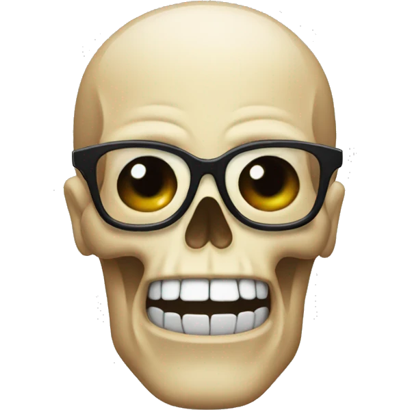 a skull emoji mixed with nerd emoji emoji