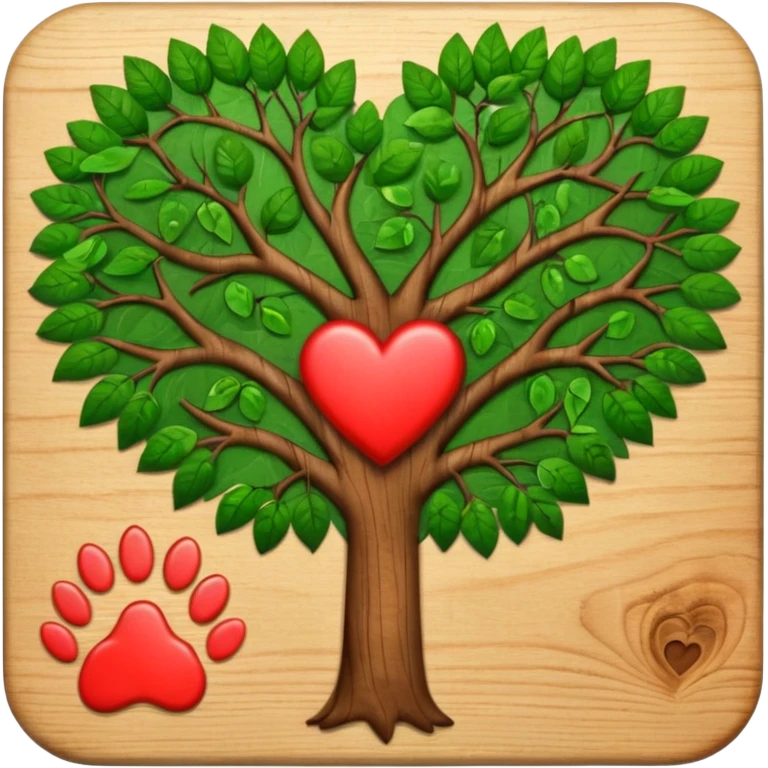heart with a paw print and a tree emoji