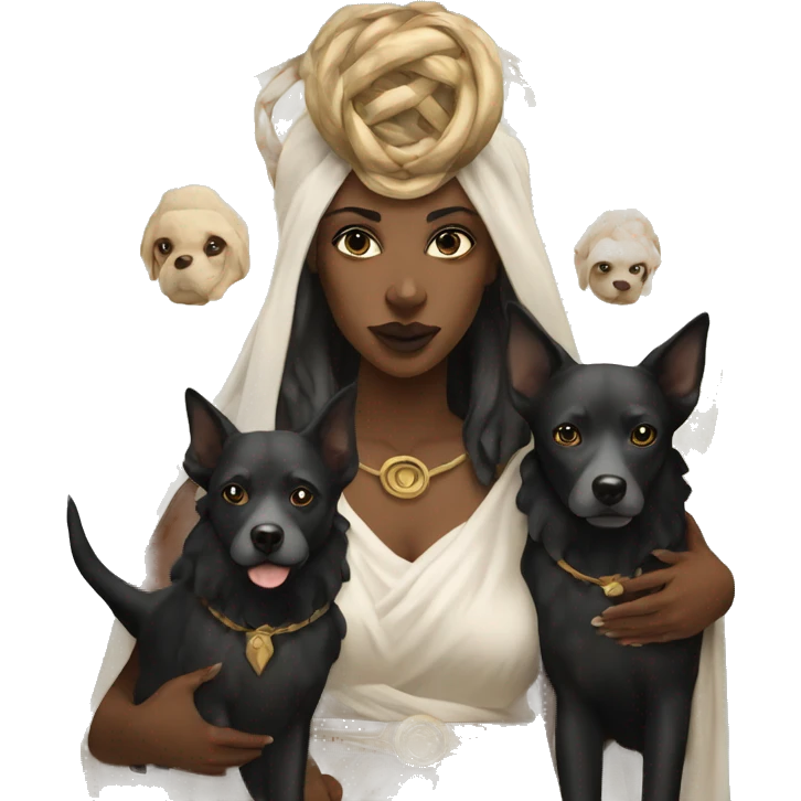 Hekate from Greek mythology with her two dogs emoji