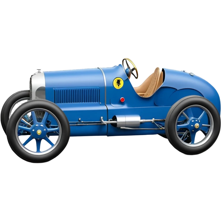  Hazy-blue Fenderless extended-wheelbase 1932 luxury racing Ferrari lowered powerful V-8 engined racing cycle car featuring advanced rugged 4 wheel independent suspension, power steering, disc brakes, small leather covered steering wheel, side mounted cowl exhaust  emoji