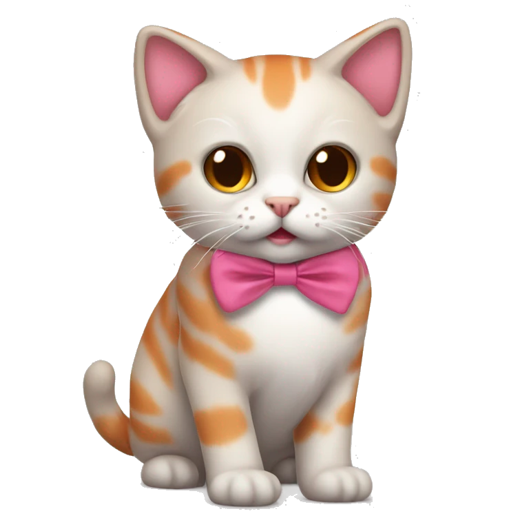 Un gato naranja con un lazo rosa  emoji