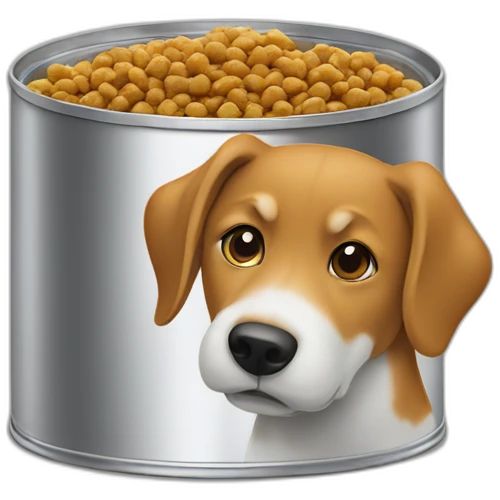 Apple logo wearing a tin of dog food emoji