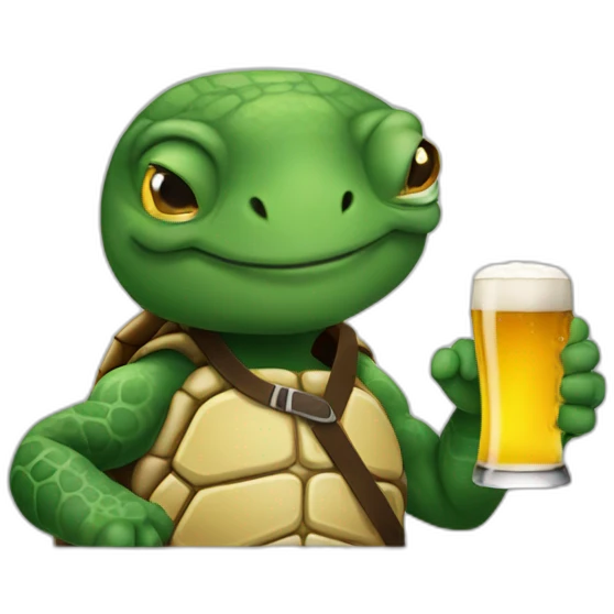 Turtle ninja drinking a beer emoji