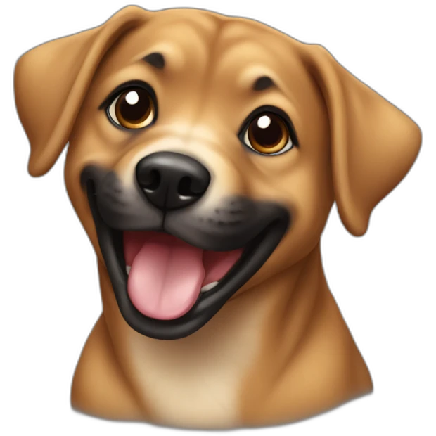 small mixed breed caramel playing black face emoji
