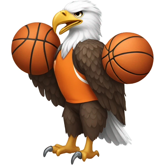 Bald eagle wearing orange and white basketball jersey emoji