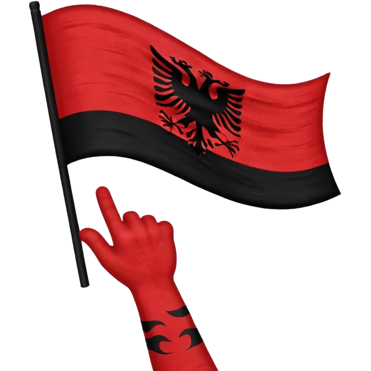 Albanian flag made ehith hands emoji