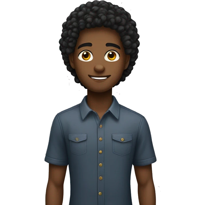 um menino adolescete negro com cabelo curto e olhoes castanhos emoji
