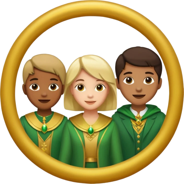 three people with a curcle that unites them with golden and green colours emoji