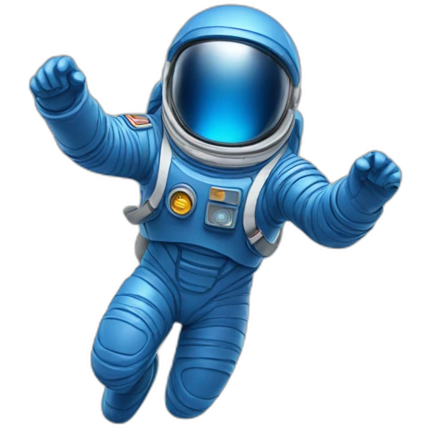 blue spaceman in a blue suit flying emoji