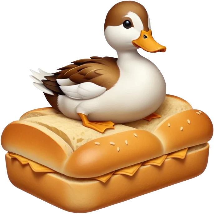 duck made of gluten emerging from a loaf of bread emoji