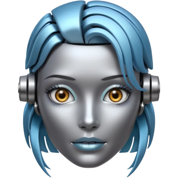 female different hair color metalic robot face like 3rd picture of the last one emoji