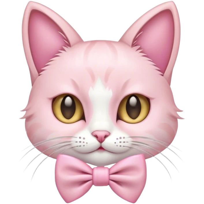 cat wearing a light pink bow emoji