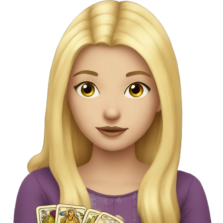blond girl doing tarot emoji