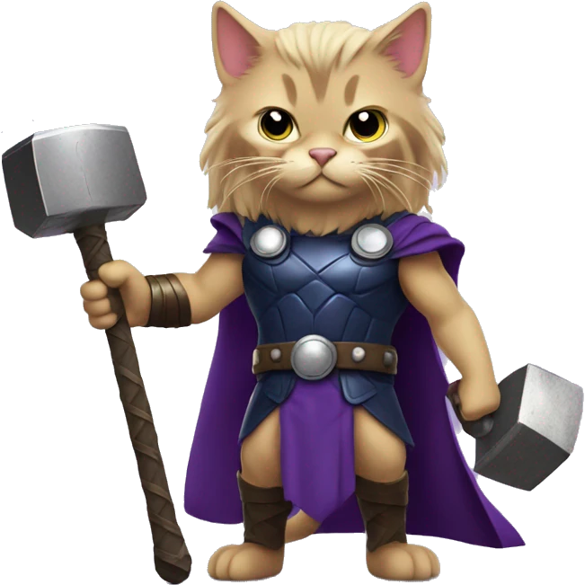 Thor as purple cat with hammer emoji