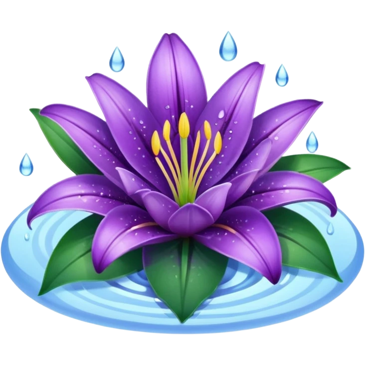 water purple lily circle leaf emoji