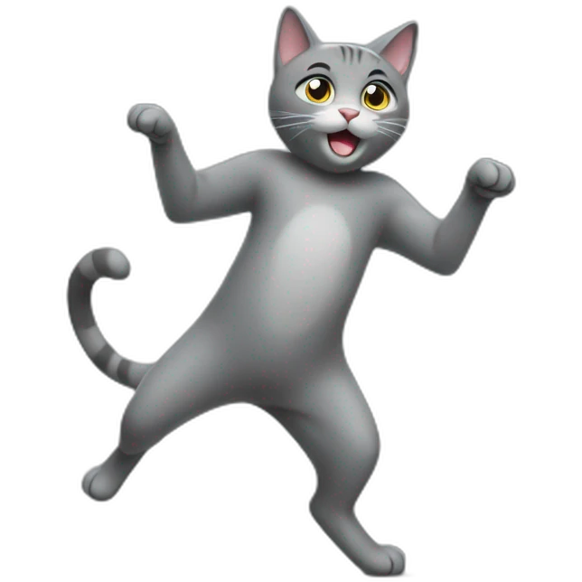 Grey cat dancing emoji