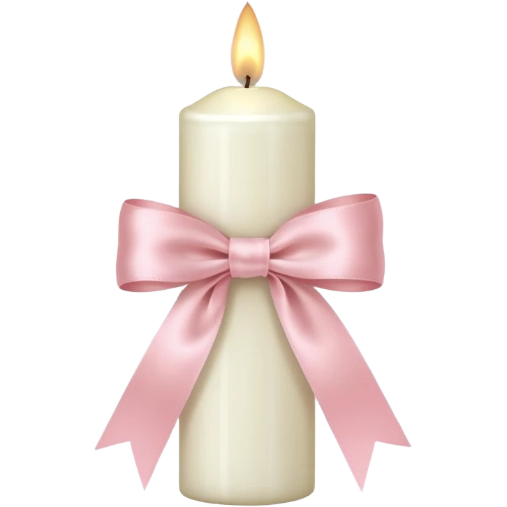 make a white candle with a light pink ribbon bow emoji