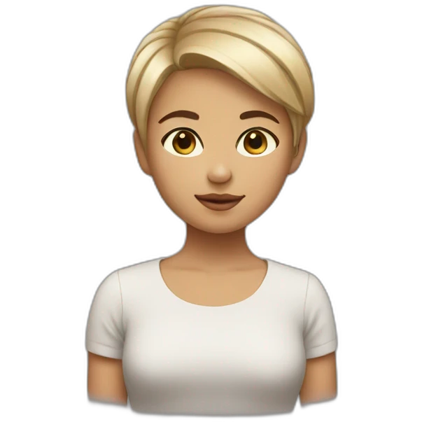 short hair girl that looks calm emoji