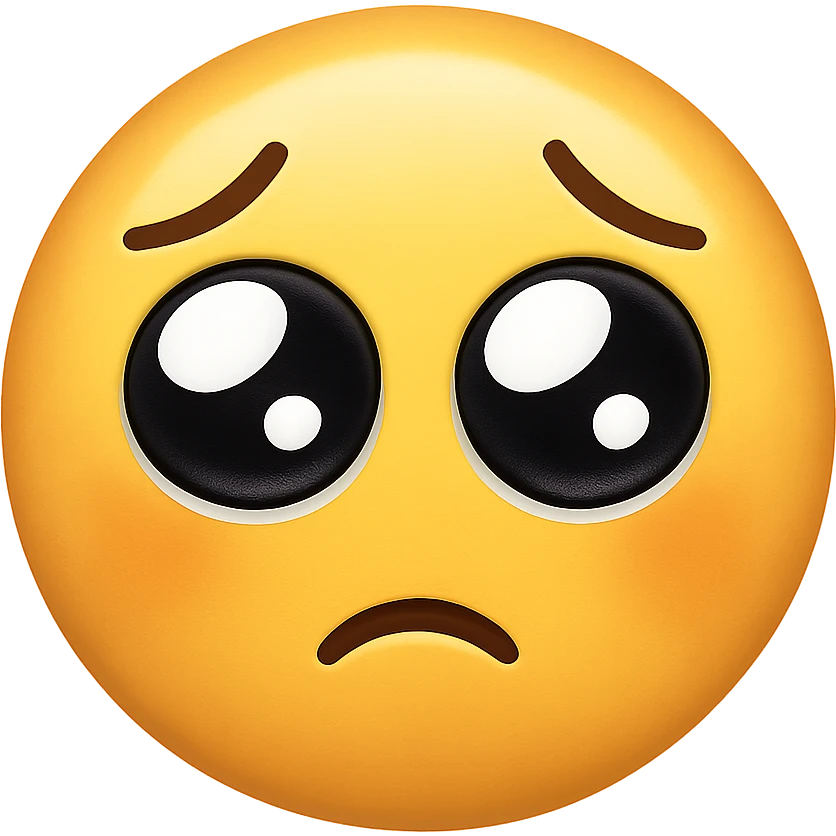 face with pleading eyes emoji, digital illustration, no background emoji