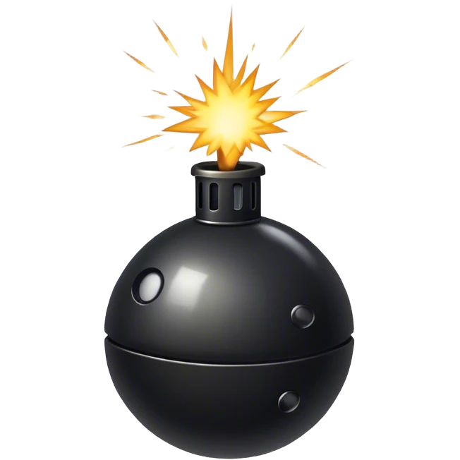 black shiny bomb with spark emoji