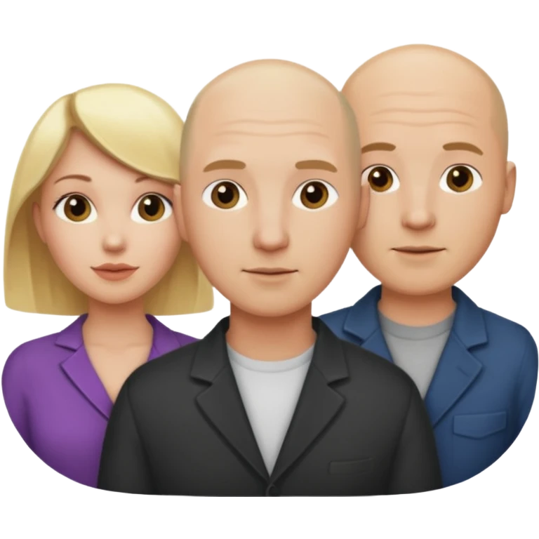 Two blonde women and a man with bald head emoji