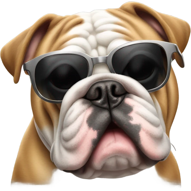 English bulldog wearing sunglasses ￼ emoji