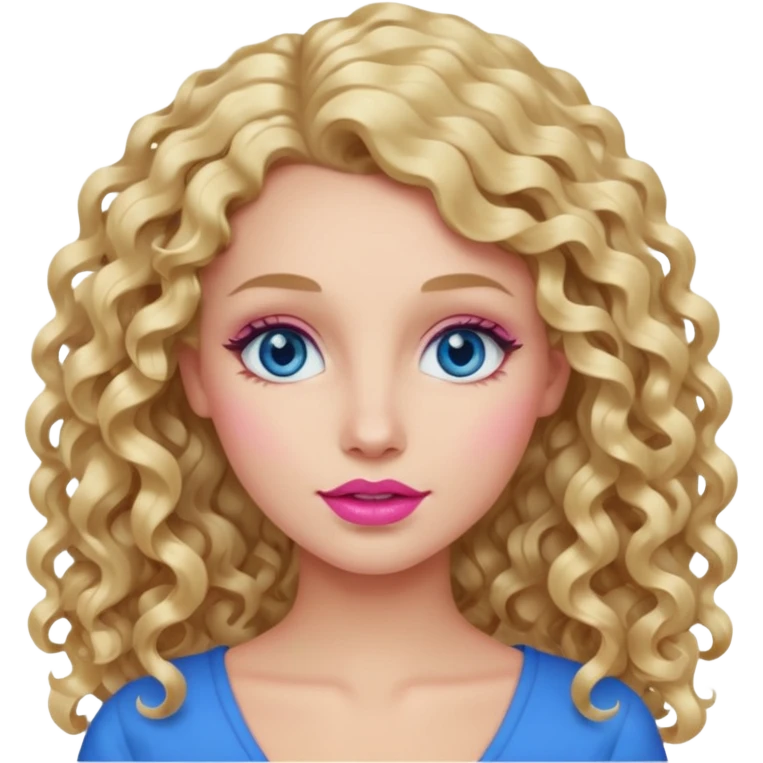 açık tenli  uzun kıvırcık sarı saçlı mavi gözlü   dudak rengi pembe yetişkin kadın bana emoji oluştur emoji