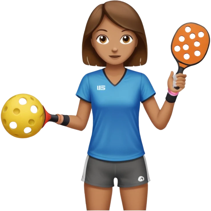 Girl with brown hair playing pickleball emoji
